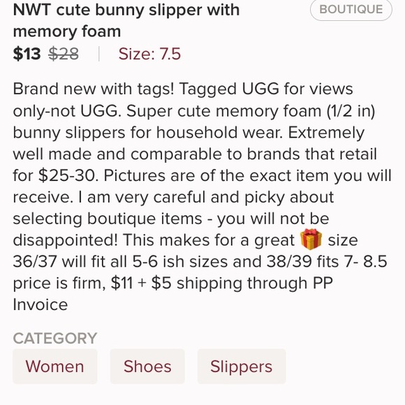 NWT bunny memory foam home slippers super cute 5⭐️ - Picture 5 of 5